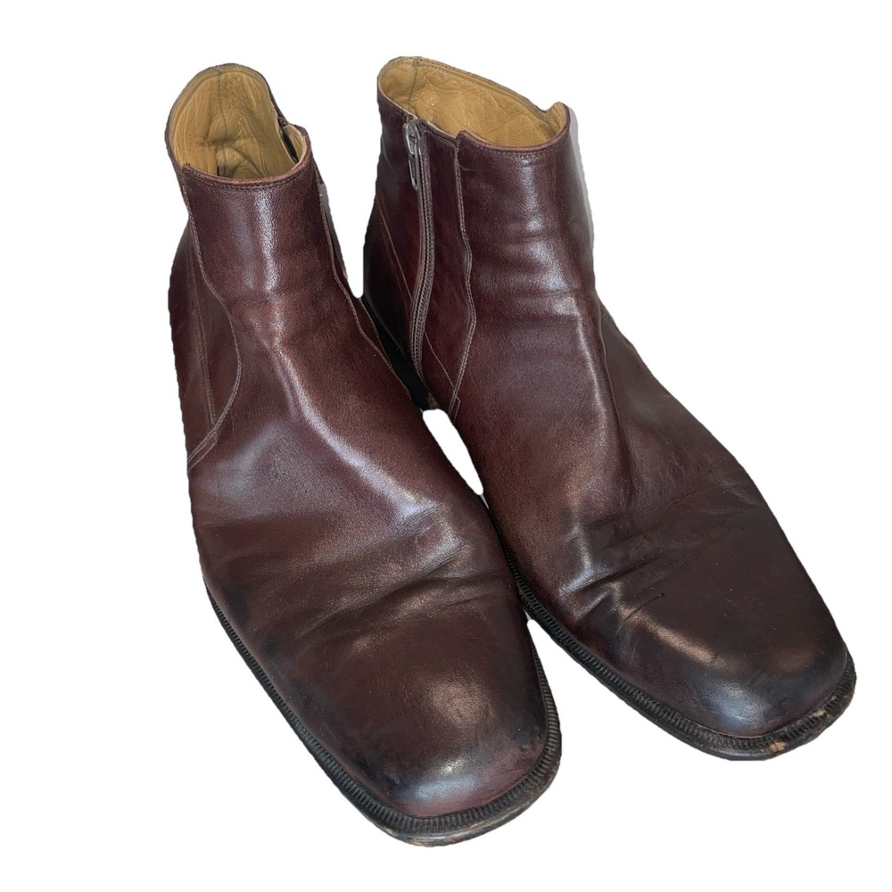 Bruno‎ Magli Brown Leather Ankle Zip Up Boots 13 M Rangle Retreaded